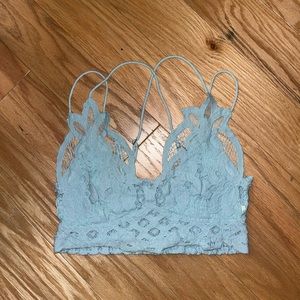 FREE PEOPLE LACE TOP (LIGHT BLUE, XS)